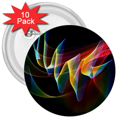 Northern Lights, Abstract Rainbow Aurora 3  Button (10 pack) from ArtsNow.com Front