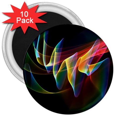 Northern Lights, Abstract Rainbow Aurora 3  Button Magnet (10 pack) from ArtsNow.com Front