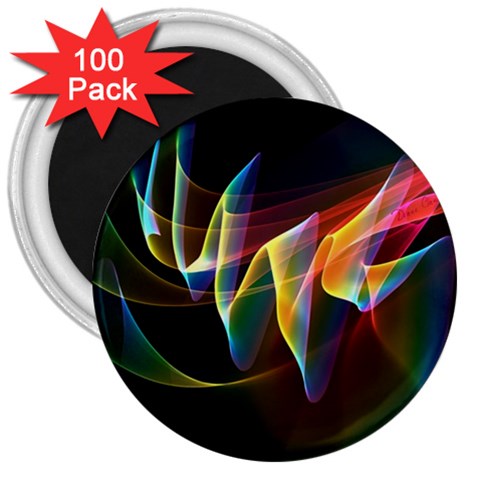 Northern Lights, Abstract Rainbow Aurora 3  Button Magnet (100 pack) from ArtsNow.com Front