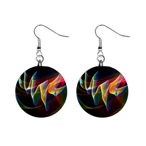 Northern Lights, Abstract Rainbow Aurora Mini Button Earrings from ArtsNow.com Front