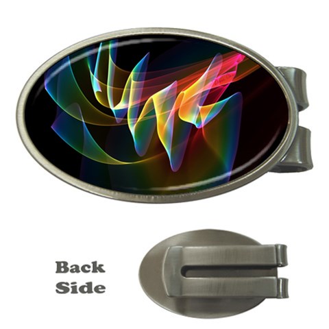 Northern Lights, Abstract Rainbow Aurora Money Clip (Oval) from ArtsNow.com Front