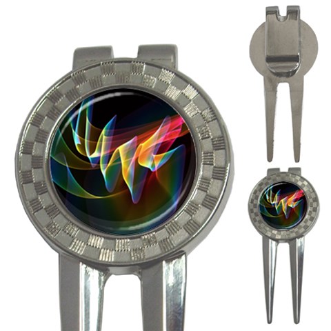 Northern Lights, Abstract Rainbow Aurora Golf Pitchfork & Ball Marker from ArtsNow.com Front