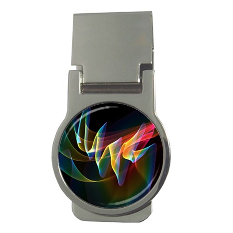 Northern Lights, Abstract Rainbow Aurora Money Clip (Round) from ArtsNow.com Front