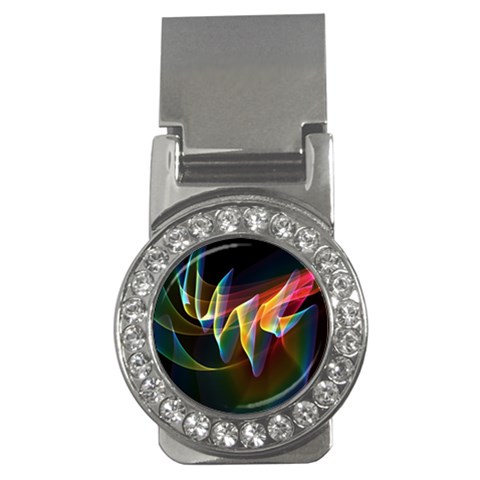 Northern Lights, Abstract Rainbow Aurora Money Clip (CZ) from ArtsNow.com Front