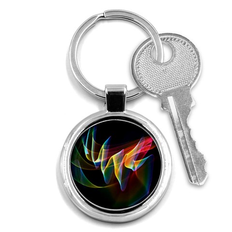 Northern Lights, Abstract Rainbow Aurora Key Chain (Round) from ArtsNow.com Front