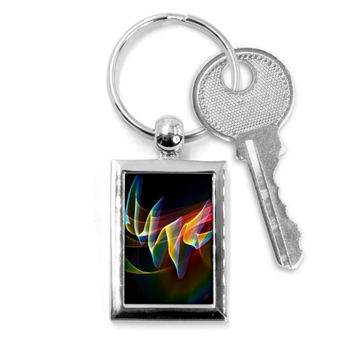 Northern Lights, Abstract Rainbow Aurora Key Chain (Rectangle) from ArtsNow.com Front