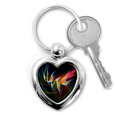 Northern Lights, Abstract Rainbow Aurora Key Chain (Heart) from ArtsNow.com Front