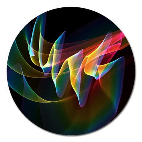 Northern Lights, Abstract Rainbow Aurora Magnet 5  (Round) from ArtsNow.com Front