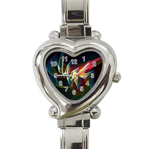 Northern Lights, Abstract Rainbow Aurora Heart Italian Charm Watch  from ArtsNow.com Front