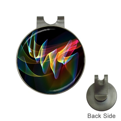 Northern Lights, Abstract Rainbow Aurora Hat Clip with Golf Ball Marker from ArtsNow.com Front