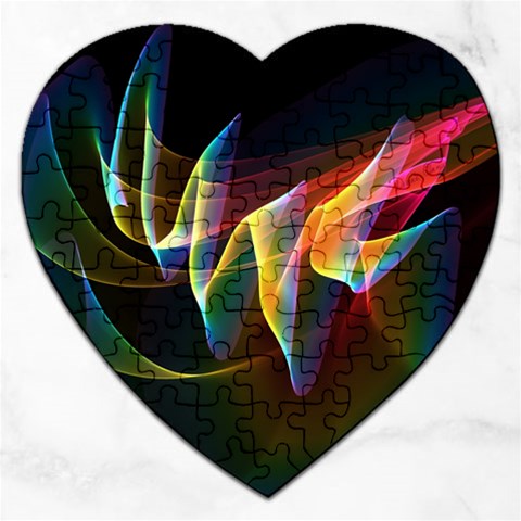 Northern Lights, Abstract Rainbow Aurora Jigsaw Puzzle (Heart) from ArtsNow.com Front