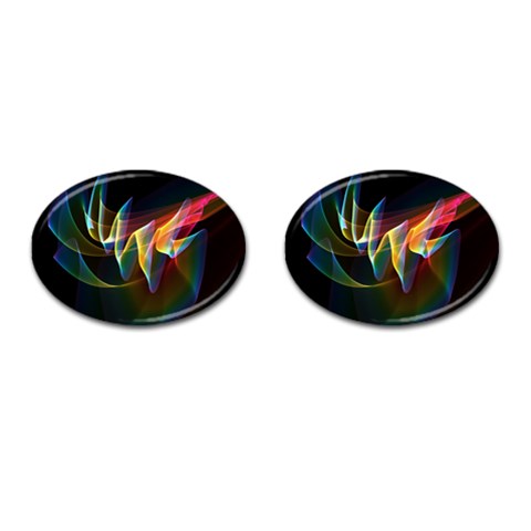 Northern Lights, Abstract Rainbow Aurora Cufflinks (Oval) from ArtsNow.com Front(Pair)