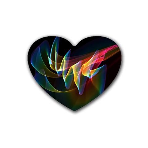 Northern Lights, Abstract Rainbow Aurora Drink Coasters 4 Pack (Heart)  from ArtsNow.com Front