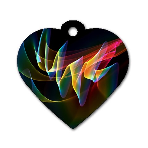 Northern Lights, Abstract Rainbow Aurora Dog Tag Heart (One Sided)  from ArtsNow.com Front