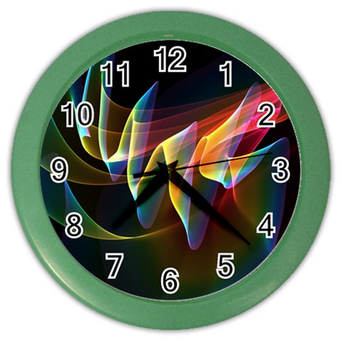 Northern Lights, Abstract Rainbow Aurora Wall Clock (Color) from ArtsNow.com Front