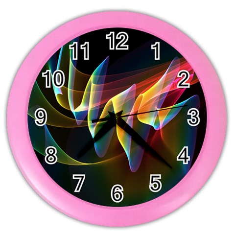 Northern Lights, Abstract Rainbow Aurora Wall Clock (Color) from ArtsNow.com Front