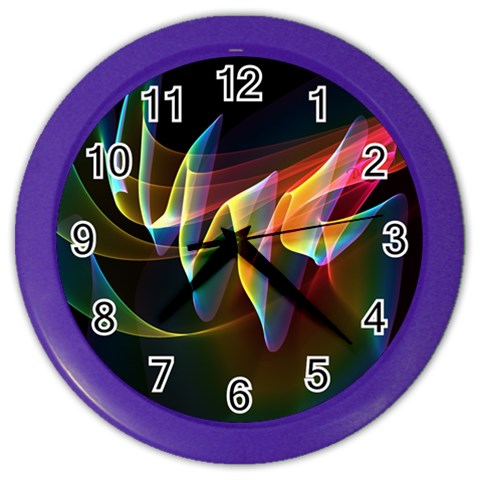 Northern Lights, Abstract Rainbow Aurora Wall Clock (Color) from ArtsNow.com Front