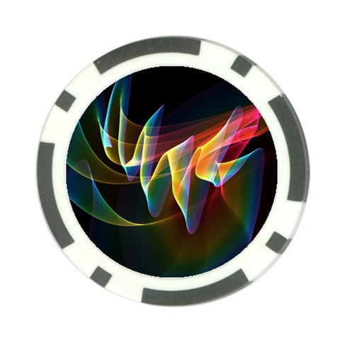 Northern Lights, Abstract Rainbow Aurora Poker Chip from ArtsNow.com Front