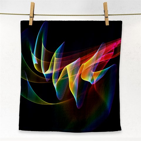 Northern Lights, Abstract Rainbow Aurora Face Towel from ArtsNow.com Front