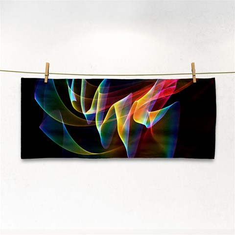 Northern Lights, Abstract Rainbow Aurora Hand Towel from ArtsNow.com Front