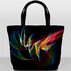 Northern Lights, Abstract Rainbow Aurora Bucket Handbag from ArtsNow.com Front