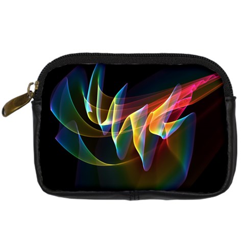 Northern Lights, Abstract Rainbow Aurora Digital Camera Leather Case from ArtsNow.com Front