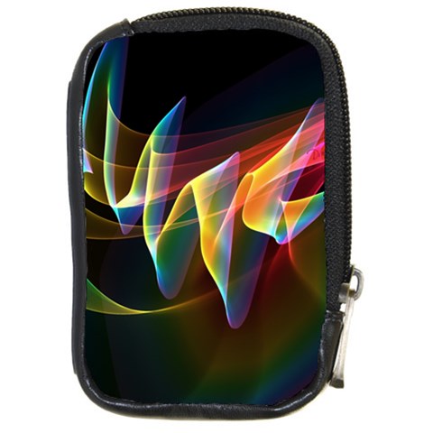 Northern Lights, Abstract Rainbow Aurora Compact Camera Leather Case from ArtsNow.com Front