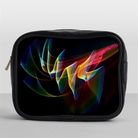 Northern Lights, Abstract Rainbow Aurora Mini Travel Toiletry Bag (One Side) from ArtsNow.com Front