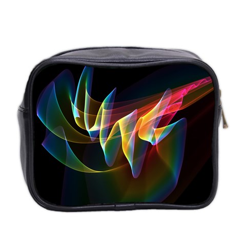 Northern Lights, Abstract Rainbow Aurora Mini Travel Toiletry Bag (Two Sides) from ArtsNow.com Back