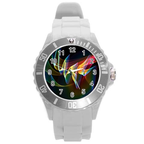 Northern Lights, Abstract Rainbow Aurora Plastic Sport Watch (Large) from ArtsNow.com Front