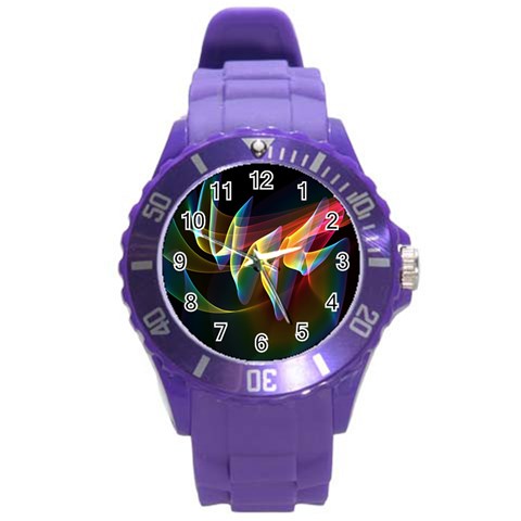 Northern Lights, Abstract Rainbow Aurora Plastic Sport Watch (Large) from ArtsNow.com Front