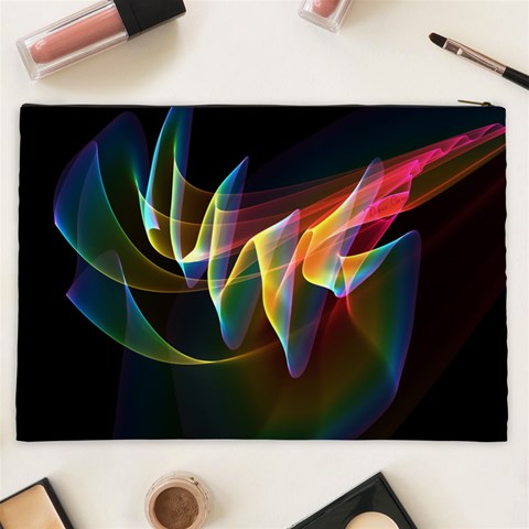 Northern Lights, Abstract Rainbow Aurora Cosmetic Bag (XXL) from ArtsNow.com Back