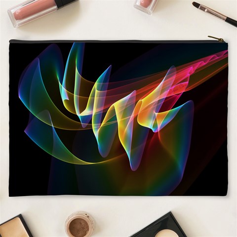 Northern Lights, Abstract Rainbow Aurora Cosmetic Bag (XXXL) from ArtsNow.com Back