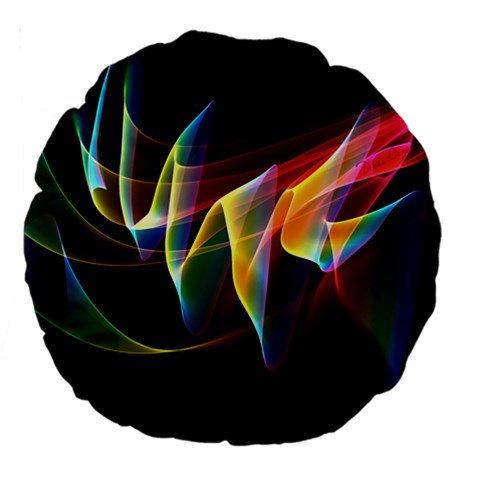 Northern Lights, Abstract Rainbow Aurora 18  Premium Round Cushion  from ArtsNow.com Back