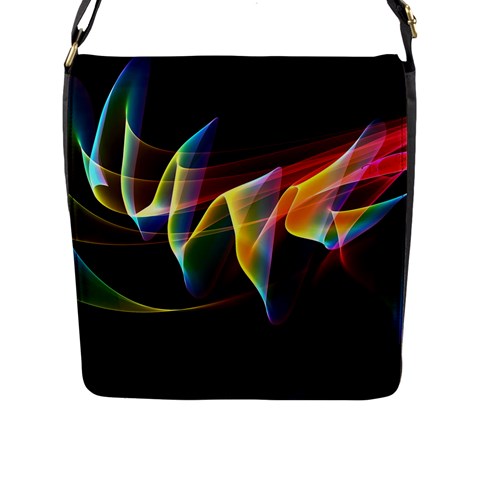 Northern Lights, Abstract Rainbow Aurora Flap Closure Messenger Bag (Large) from ArtsNow.com Front