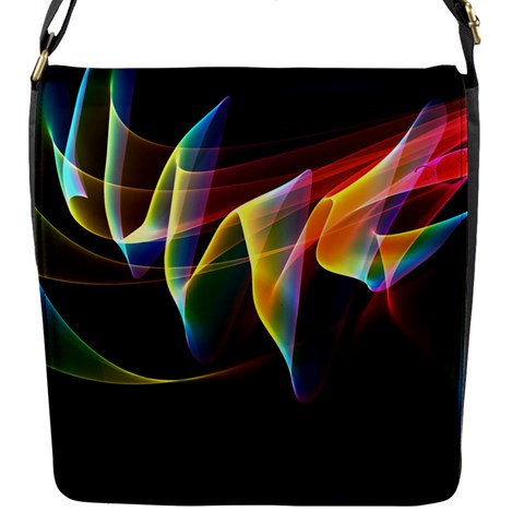 Northern Lights, Abstract Rainbow Aurora Flap Closure Messenger Bag (Small) from ArtsNow.com Front