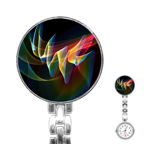 Northern Lights, Abstract Rainbow Aurora Stainless Steel Nurses Watch from ArtsNow.com Front