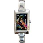 Crystal Rainbow, Abstract Winds Of Love  Rectangular Italian Charm Watch