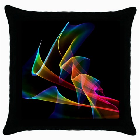 Crystal Rainbow, Abstract Winds Of Love  Black Throw Pillow Case from ArtsNow.com Front