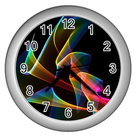 Crystal Rainbow, Abstract Winds Of Love  Wall Clock (Silver) from ArtsNow.com Front