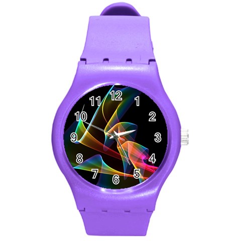 Crystal Rainbow, Abstract Winds Of Love  Plastic Sport Watch (Medium) from ArtsNow.com Front