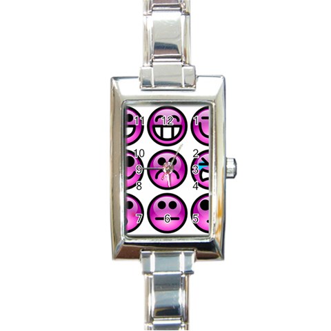 Chronic Pain Emoticons Rectangular Italian Charm Watch from ArtsNow.com Front