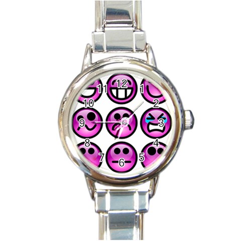 Chronic Pain Emoticons Round Italian Charm Watch from ArtsNow.com Front