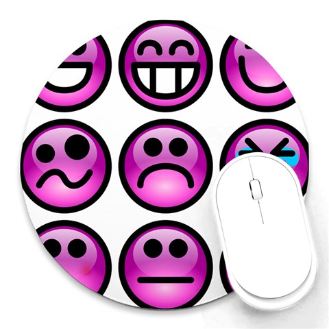 Chronic Pain Emoticons 8  Mouse Pad (Round) from ArtsNow.com Front