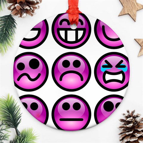 Chronic Pain Emoticons Round Ornament from ArtsNow.com Front