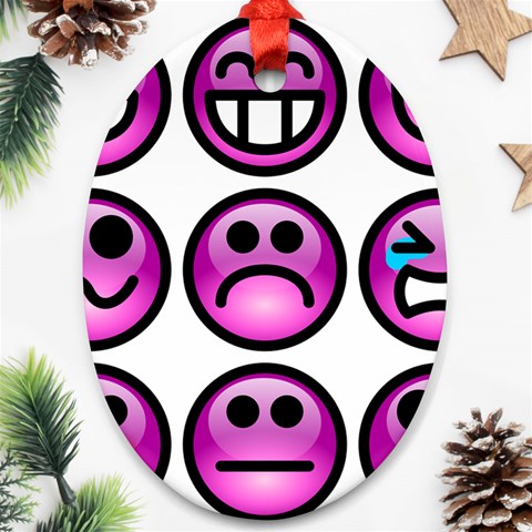 Chronic Pain Emoticons Oval Ornament from ArtsNow.com Front