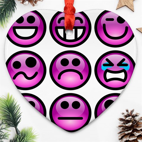 Chronic Pain Emoticons Heart Ornament from ArtsNow.com Front