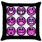 Chronic Pain Emoticons Black Throw Pillow Case