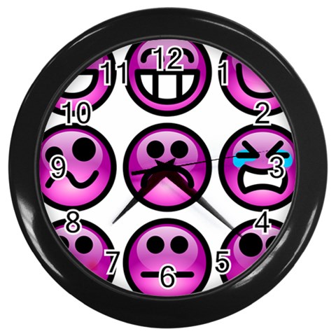 Chronic Pain Emoticons Wall Clock (Black) from ArtsNow.com Front