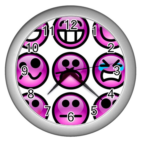 Chronic Pain Emoticons Wall Clock (Silver) from ArtsNow.com Front